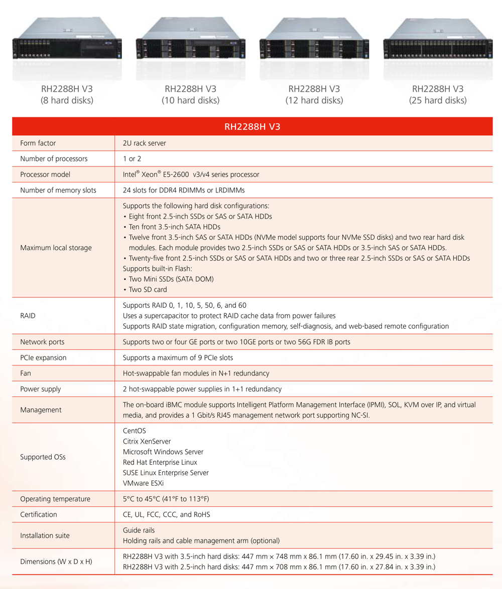 Huawei FusionServer RH2288H V3_TABL2