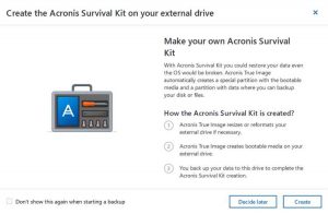 Acronis Survival kit