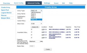 Highpoint RocketStor 6124V RAID management screenshot 1808SN