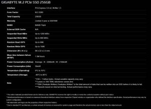 Gigabyte M.2 PCIe SSD 256GB