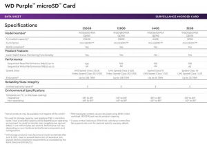 WDC PURPLE microSD Cards WDC PURPLE microSD Cards
