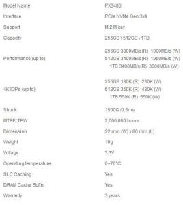 Kingmax Zeus M.2 2280 PCIe NVMe Gen3x4 SSD PX3480 spectabl