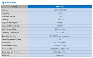 ADATA  IMSS316 3D TLC mSATA SSD