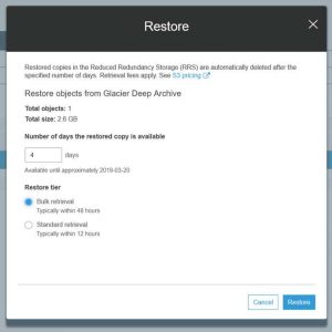 Aws Glacier Deep Archive Restoring