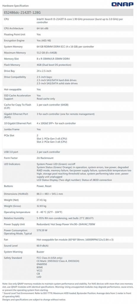 Qnap Es2486dc 2142it 128g Spectabl Qnap Es2486dc 2142it 128g Spectabl