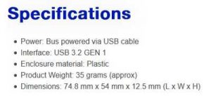 Verbatim Store'n'go Mini Ssd Spec