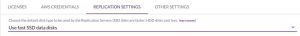 F1 Within The Project Replication Settings The Console Notes The Default As Use Fast Ssd Data Disks.