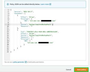 F12 Add In The Destination Account Number In The Json Policy Statement