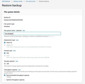 F25 In The File System Details You Can See The Id Of The Backup Under Backup Id And The File System Type Under File System Type