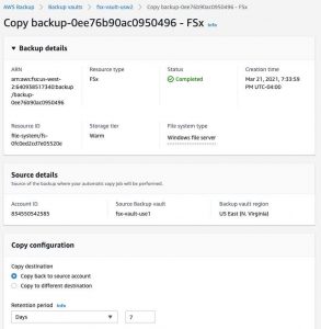 F30 Backup Details With Copy Configuration Section