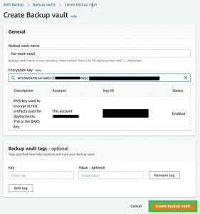 F6 Creating A Vault In The Destination Account Region