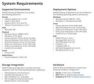 Nakivo Backup Replication System Requirements Tabl