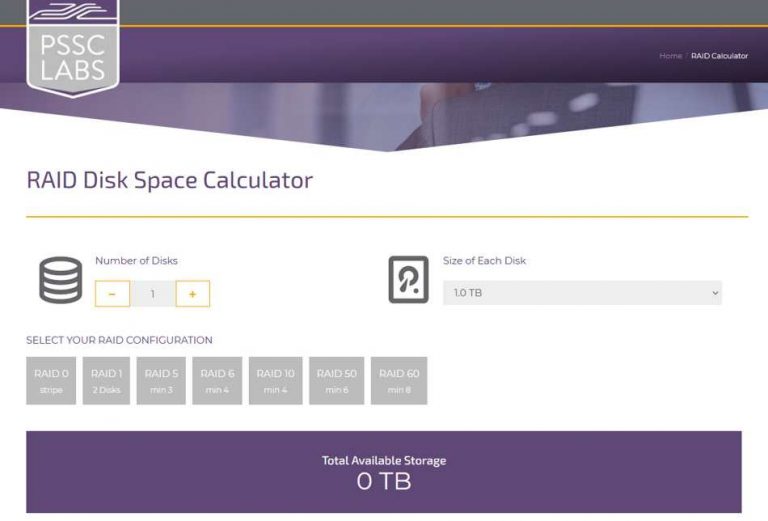 PSSC Labs AIDriven RAID Disk Space Calculator to Help Maximize AI and