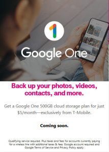 T Mobile Google Cloud Storage