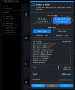 Fileshadow Select An Email Plan