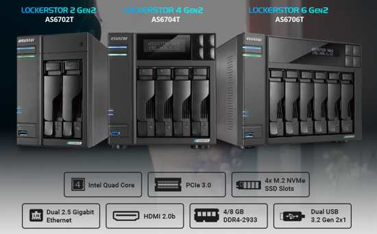 Asustor: 2-Bay Lockerstor 2 Gen2, 4-Bay Lockerstor 4 Gen2 and 6-Bay  Lockerstor 6 Gen2 Desktop NAS - StorageNewsletter