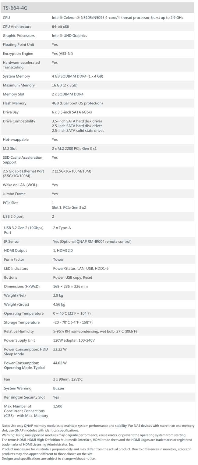 Qnap Nas Ts 664 4g Spectabl 2209