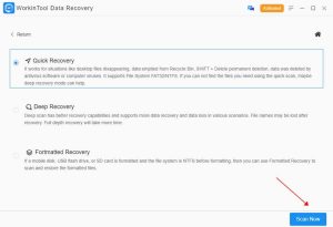Workintool Data Recovery Software Step 2