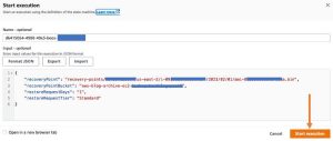 Figure 5 Input Values In The Json Format For The Execution F5