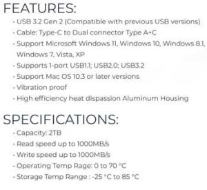 Patriot Ssd Portable Spectabl 2tb
