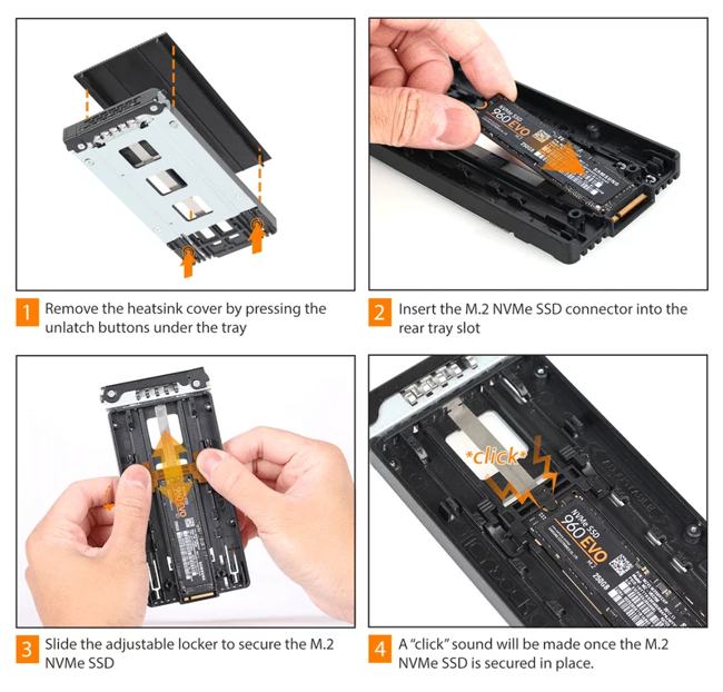 ICY Dock ToughArmor MB873MP-B - storage drive cage - 8 x M.2 SSD - MB873MP-B