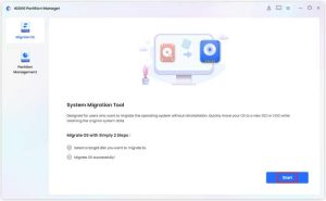 4ddig Partition Manager System Migration Interface