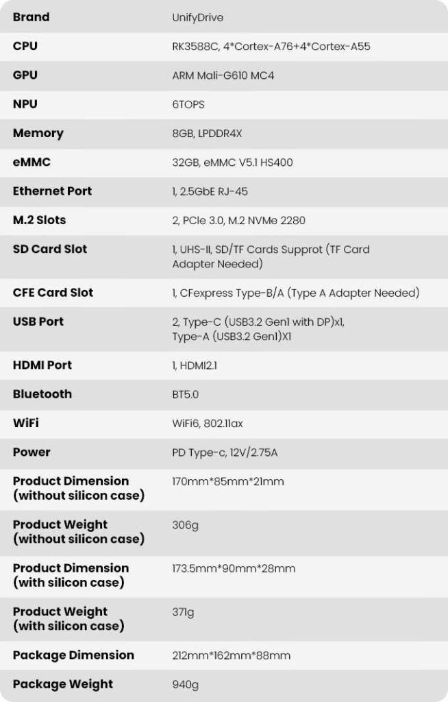 Unifydrive Ut2 Tablspec