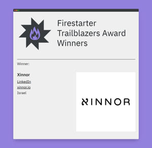 Xinnor Wins Firestarter Trailblazers Award Xinnor Wins Firestarter Trailblazers Award