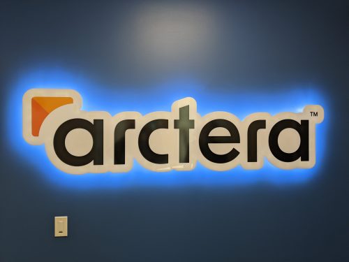 Logo at the Arctera HQ entrance