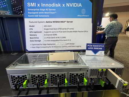 Silicon Motion Showcases Montitan Sm8366 Controller Based Innodisk 5ts P Ssds With Aetina S Mgx Bas