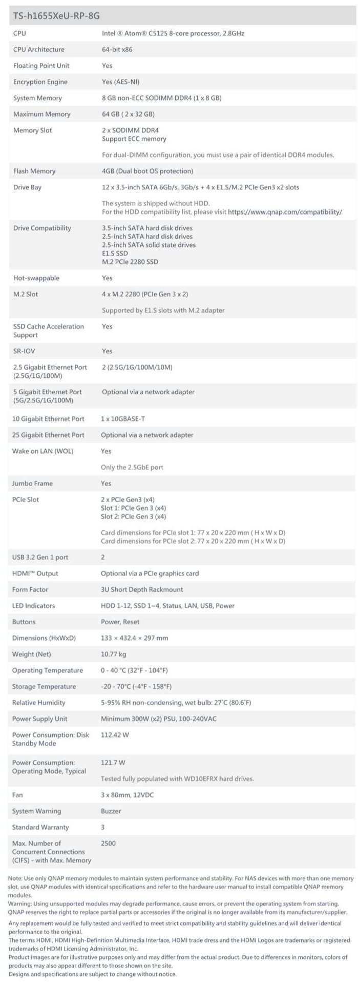 Qnap Ts H1655xeu Rp 8g Spectab Qnap Ts H1655xeu Rp 8g Spectab