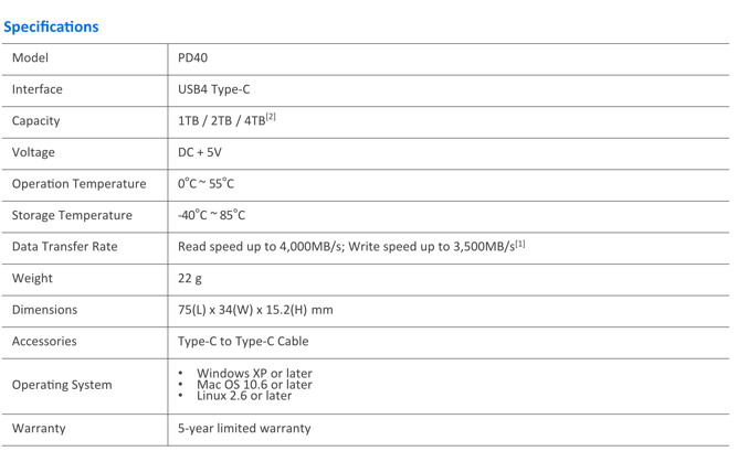 Teamgroup Ssd Pd40 En Specs1
