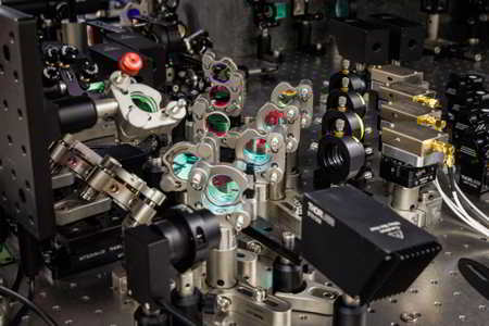 Ms Close Up Of Writer Showing High Speed Multi Beam Data Encoding On Laser Pulses. Ms Close Up Of Writer Showing High Speed Multi Beam Data Encoding On Laser Pulses.