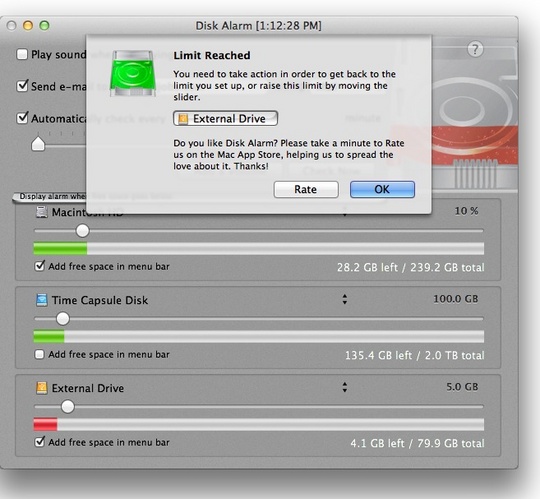 disk alarm disk alarm
